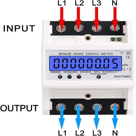 DDS024 3 Phase 4 Wire Electronic Power Consumption Energy Meter 5-80A 380V AC 50Hz LCD Back Light Display - 3
