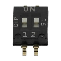 DHN-02-V SWITCH DIP 2 Pos. SPST 25mA 24VDC SMT V/T - 1