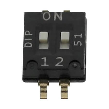 DHN-02-V SWITCH DIP 2 Pos. SPST 25mA 24VDC SMT V/T - 1