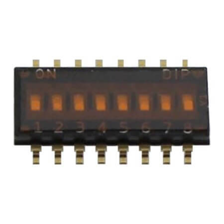 DHN-08F-T-V SWITCH DIP 8 Pos. SPST 25mA 24VDC SMT V/T - 1