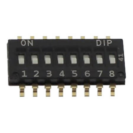 DHN-08F-V SWITCH DIP 8 Pos. SPST 25mA 24VDC SMT V/T - 1