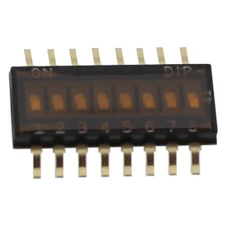 DHNF-08F-T-V SWITCH DIP 8 Pos. SPST 25mA 24VDC SMT V/T - 1
