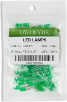 Diffused 18mm Leg 234 Rectangular LED Green Use 2V 20mA - 5