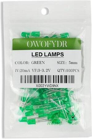 Diffused 18mm Leg 234 Rectangular LED Green Use 2V 20mA - 5