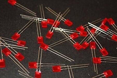 Diffused 18mm Leg 234 Rectangular LED Red Use 2V 20mA - 2