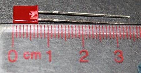 Diffused 18mm Leg 234 Rectangular LED Red Use 2V 20mA - 3