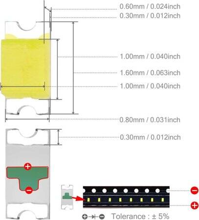 Diffused 18mm Leg 257 Rectangular LED White Use 3V 20mA - 3