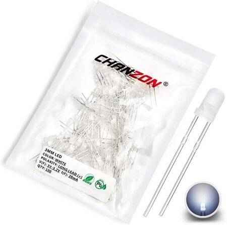 Diffused 18mm Leg 3mm LED Green Use 2V 20mA - 1