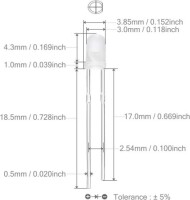 Diffused 18mm Leg 3mm LED Green Use 2V 20mA - 3