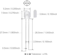 Diffused 18mm Leg 546 Oval LED Blue Use 3V 20mA - 2