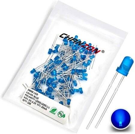 Diffused 28mm Leg 234 Rectangular LED Blue Use 3V 20mA - 1