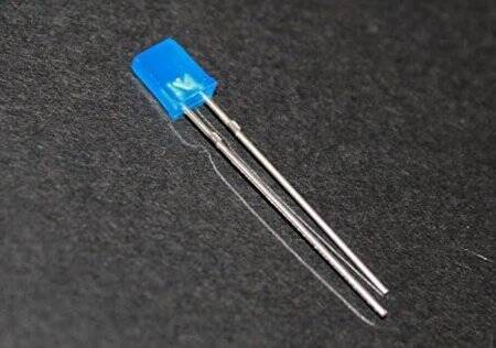 Diffused 28mm Leg 257 Rectangular LED Blue Use 3V 20mA - 1