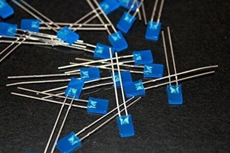 Diffused 28mm Leg 257 Rectangular LED Blue Use 3V 20mA - 2
