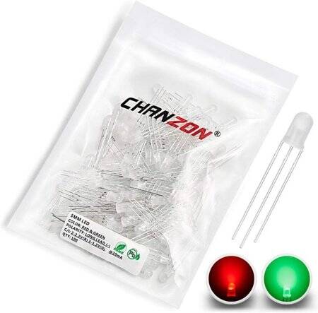 Diffused 28mm Leg 5mm LED Water Clear Red+Pure Green CC Use 2V 20mA - 1