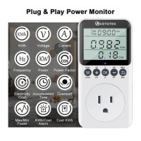 Dijital LCD Güç Ölçer Soket Güç Analizörü US Fişli 120V 15A 1800W Pilli - 2