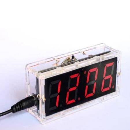DIY Kit Red LED Electronic Microcontroller Digital Clock Time Thermometer With Talking Clock And Pdf With Speaker - 1