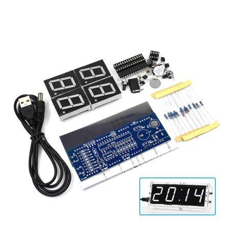 DIY Kit White Led Electronic Microcontroller Digital Clock Time Thermometer With Talking Clock And dfF With Speaker - 1
