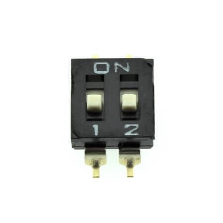 DM-02-V SWITCH DIP 2 Pos. SPST 25mA 24VDC SMT V/T - 1