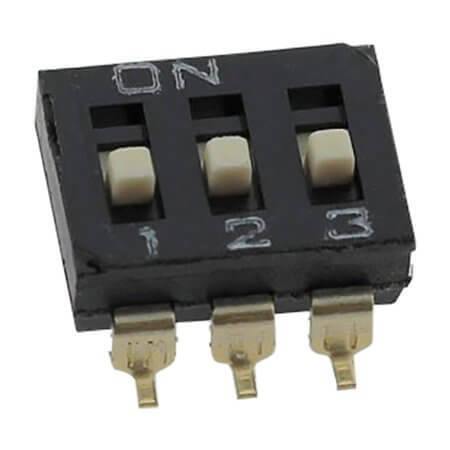 DM-03-V SWITCH DIP 3 Pos. SPST 25mA 24VDC SMT V/T - 1