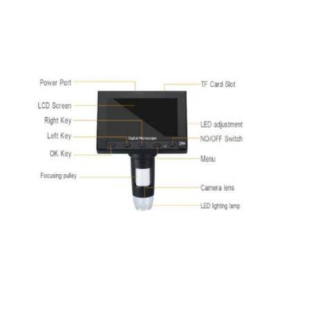 DM4 1000x 2.0MP USB Digital Electronic Microscope 4.3 Inch LCD Display For PCB Motherboard Repaire Metal Stent With Battery - 4