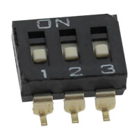 DMR-03-V SWITCH DIP 3 Pos. SPST 25mA 24VDC SMT V/T - 1