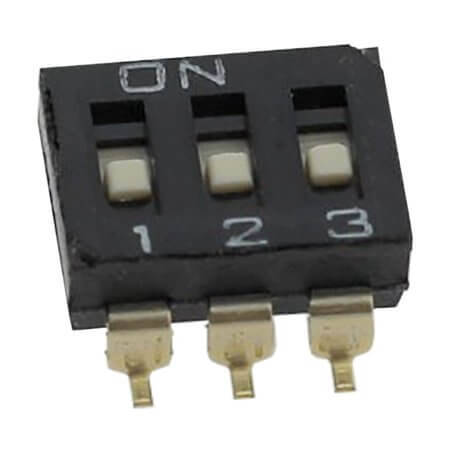 DMR-03-V SWITCH DIP 3 Pos. SPST 25mA 24VDC SMT V/T - 1