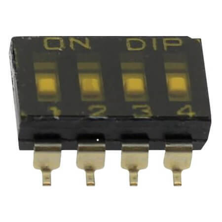 DMR-04-T-V SWITCH DIP 4 Pos. SPST 25mA 24VDC SMT V/T - 1