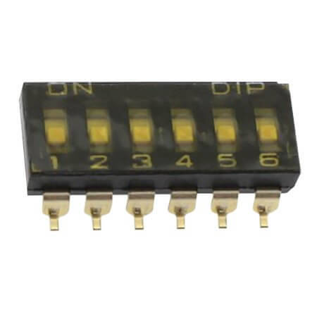 DMR-06-T-V-T/R SWITCH DIP 6 Pos. SPST 25mA 24VDC SMT V/T - 1