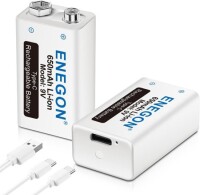 Doublepow 9V 650MAH Usb 6F22 Rechargeable Lithium Battery With 30CM Usb Cable - 1