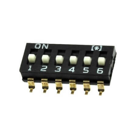 DS1040-01-06SBWB SWITCH DIP 6 Pos. SPST 25mA 24VDC SMT V/T - 1