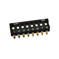 DS1040-02-08-SBWR SWITCH DIP 8 Pos. SPST 25mA 24VDC SMT V/T - 1