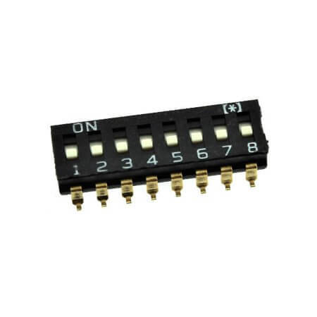 DS1040-02-08-SBWR SWITCH DIP 8 Pos. SPST 25mA 24VDC SMT V/T - 1