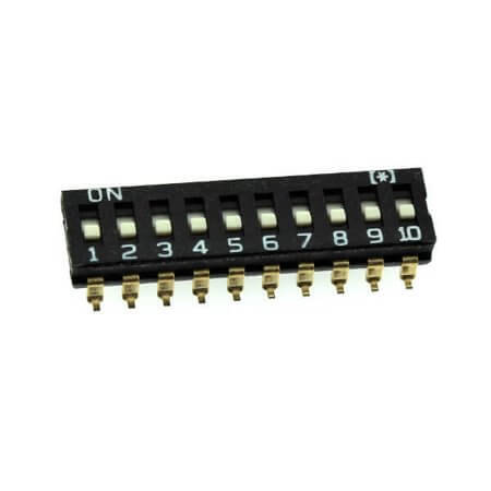 DS1040-02-10-SBWR SWITCH DIP 10 Pos. SPST 25mA 24VDC SMT V/T - 1