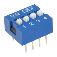 DS1040-04BN SWITCH DIP 4 Pos. SPST 100mA 24VDC THT V/T - 1