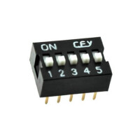 DS1040-05KN SWITCH DIP 5 Pos. SPST 100mA 24VDC THT V/T - 1