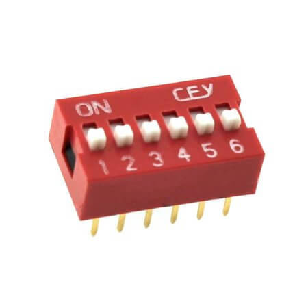 DS1040-06RN SWITCH DIP 6 Pos. SPST 100mA 24VDC THT V/T - 1