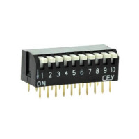 DS1040-10KT SWITCH DIP 10 Pos. SPST 100mA 24VAC/VDC THT R/A - 1
