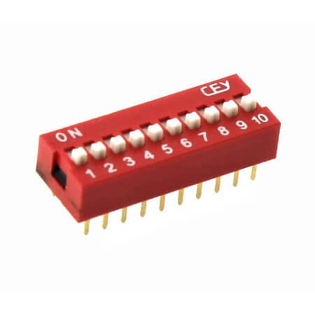 DS1040-10RN SWITCH DIP 10 Pos. SPST 100mA 24VAC/VDC THT V/T - 1