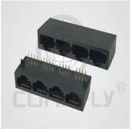 DS1129-01-S40YP MODULAR JACK THT R/A 8P4C (RJ45,Ethernet) BLACK - 1