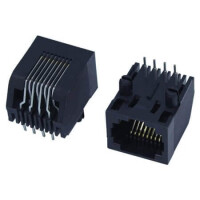 DS1134-04-S80BP MODULAR JACK THT R/A 8P8C (RJ45,Ethernet) BLACK - 1