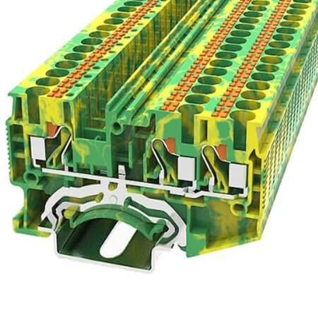 DS4-TW-PE-01P-1C-00AH DIN RAIL T.B.4mm² PUSH-IN GREEN-YELLOW 1IN2OUT - 1