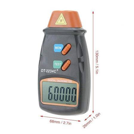 DT-2234C+ Digital Laser RPM Tachometer Non Contact Measurement Tool - Without Battery - 2