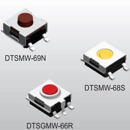 DTSMW-65R-V-B SWITCH TACT 6.00x6.00 3.50mm 260gF SMT V/T - 1