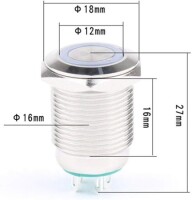 Düz Kafa 16mm 110-220V Su Geçirmez Kendinden Kilitli Metal Push Buton Kırmızı Ledli - 5