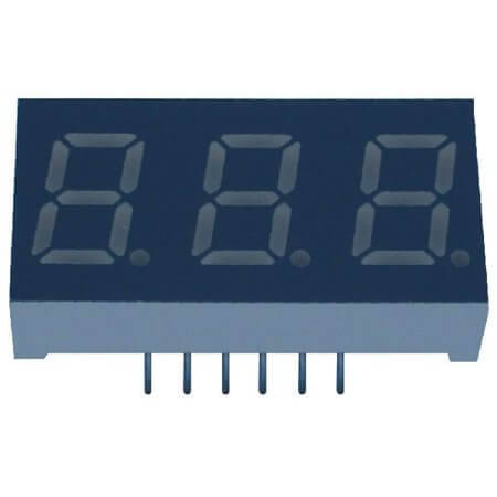 E3-3056ASW1-TY-CT LED DISPLAY 7 SEGMENT 3DIGIT 14.2MM (+) WHITE - 1