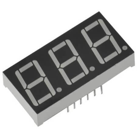E3-3056CSW1-TY LED DISPLAY 7 SEGMENT 3DIGIT 14.2MM (-) WHITE - 1