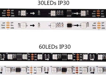 Epoksi 12V WS2811 RGB5050 Siyah SMD LED Şerit 144 LED/Metre Esnek 5 Metrelik Makara IP65 - 3