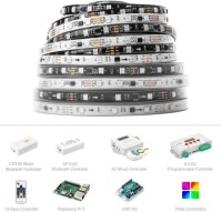 Epoksi 12V WS2811 RGB5050 Siyah SMD LED Şerit 48 LED/Metre Esnek 5 Metrelik Makara IP65 - 5