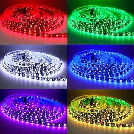 Epoksi 12V WS2811 RGB5050 Siyah SMD LED Şerit 96 LED/Metre Esnek 5 Metrelik Makara IP65 - 5