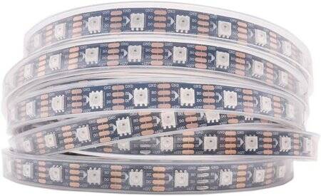 Epoksi 12V WS2815 RGB5050 Siyah SMD LED Şerit 30 LED/Metre Esnek 5 Metrelik Makara IP65 - 1